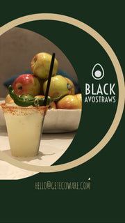 Avocado SEED Straws BLACK | Extra Strength Biodegradable 8.27"
