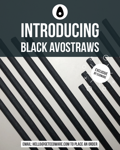 Avocado SEED Straws BLACK | Extra Strength | Biodegradable Cocktail Straws 5.75"